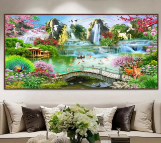 Diamond Painting Landschaft Wasser & Blumen